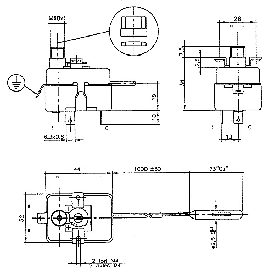 Termostat havarijní, l=1500 mm, 90-110°C 