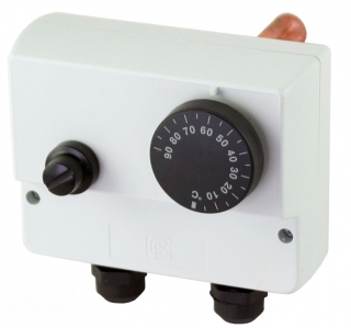Termostat provozní zakrytovaný na jímku dvojitý 0-90/100°C