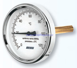 Teploměr 0-120°C s jímkou (l= 100, 1/2“), zadní, d=63 mm